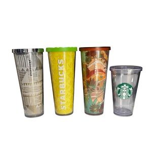 Starbucks 4 bundle water cold drink tumbler reusable beverage cup collector gift